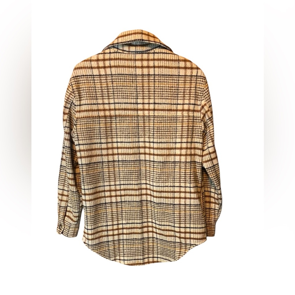 Joie Wool Blend Plaid Shacket Coat Beige Large - Picture 4 of 6